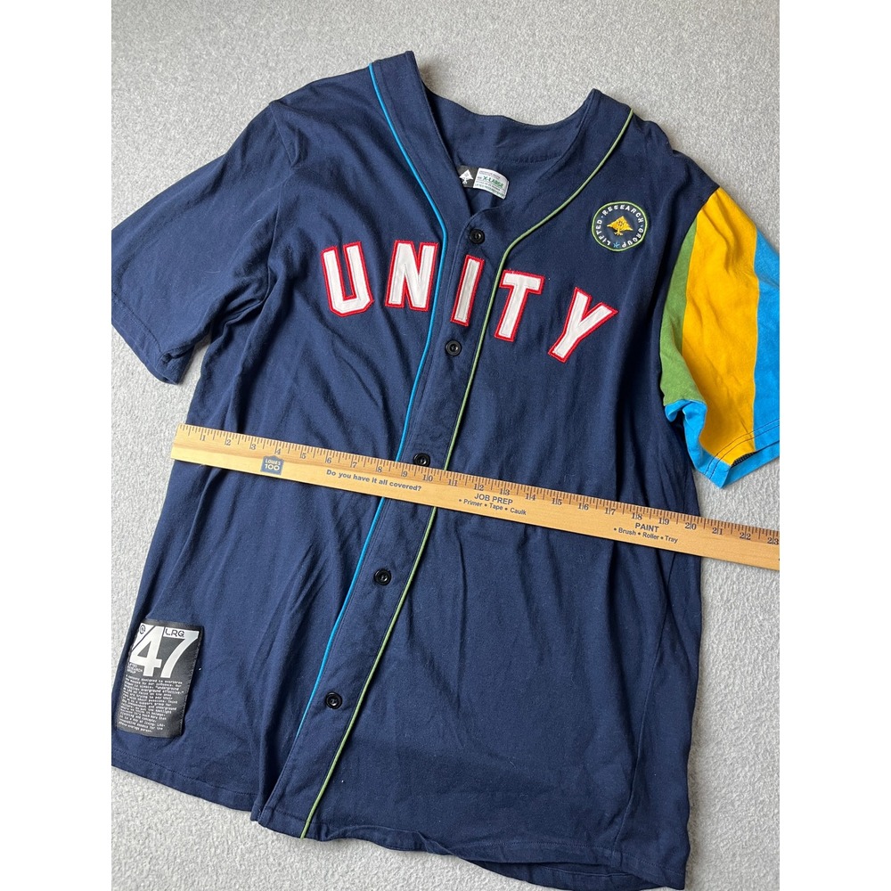 LRG Baseball Jersey Mens XL Navy Blue Unity 47 Lifted Research Group Colorblock - Picture 7 of 8